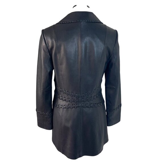 Classiques Entier Womens Jacket Size 6 Black Leather Whip Stitch Lined - Picture 4 of 8